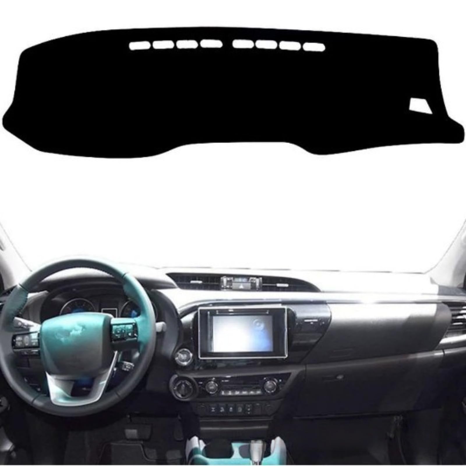 Pokrowiec na deskę rozdzielczą do Toyoty Hilux 2015-2019 RHD mata antypoślizgowa osłona przeciwsłoneczna dywan dywanik Pad konsola środkowa czarny
