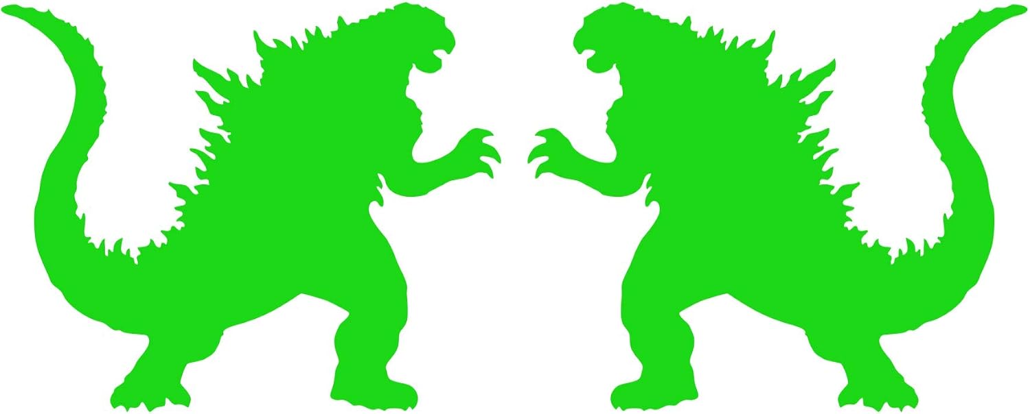 Japanese Monster Movie Comic Book Anime Creature 2 X Mirror Image Die Cut Vinyl Decal Sticker for Car Truck Laptop Wall Window Boat Helmet Decoration (Light Green, 4")