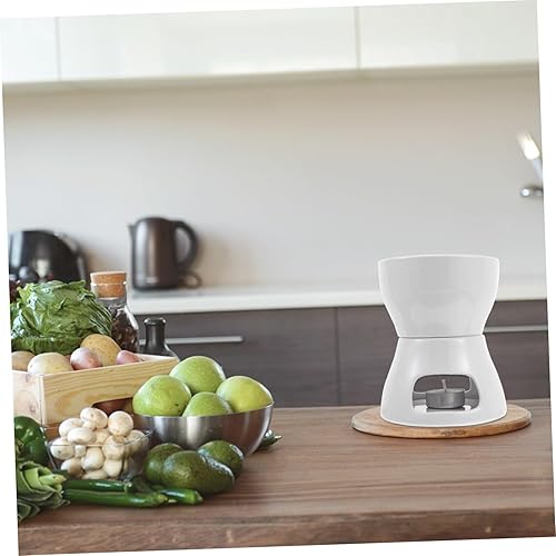 Miniatura 9 de NOLITOY 2 Sets Luz Hornear Café Fondue Chocolate Queso Pot Tealight Home Herramientas Hornear Estufa de fusión DIY Zen Caramelo Porcelana Mariscos