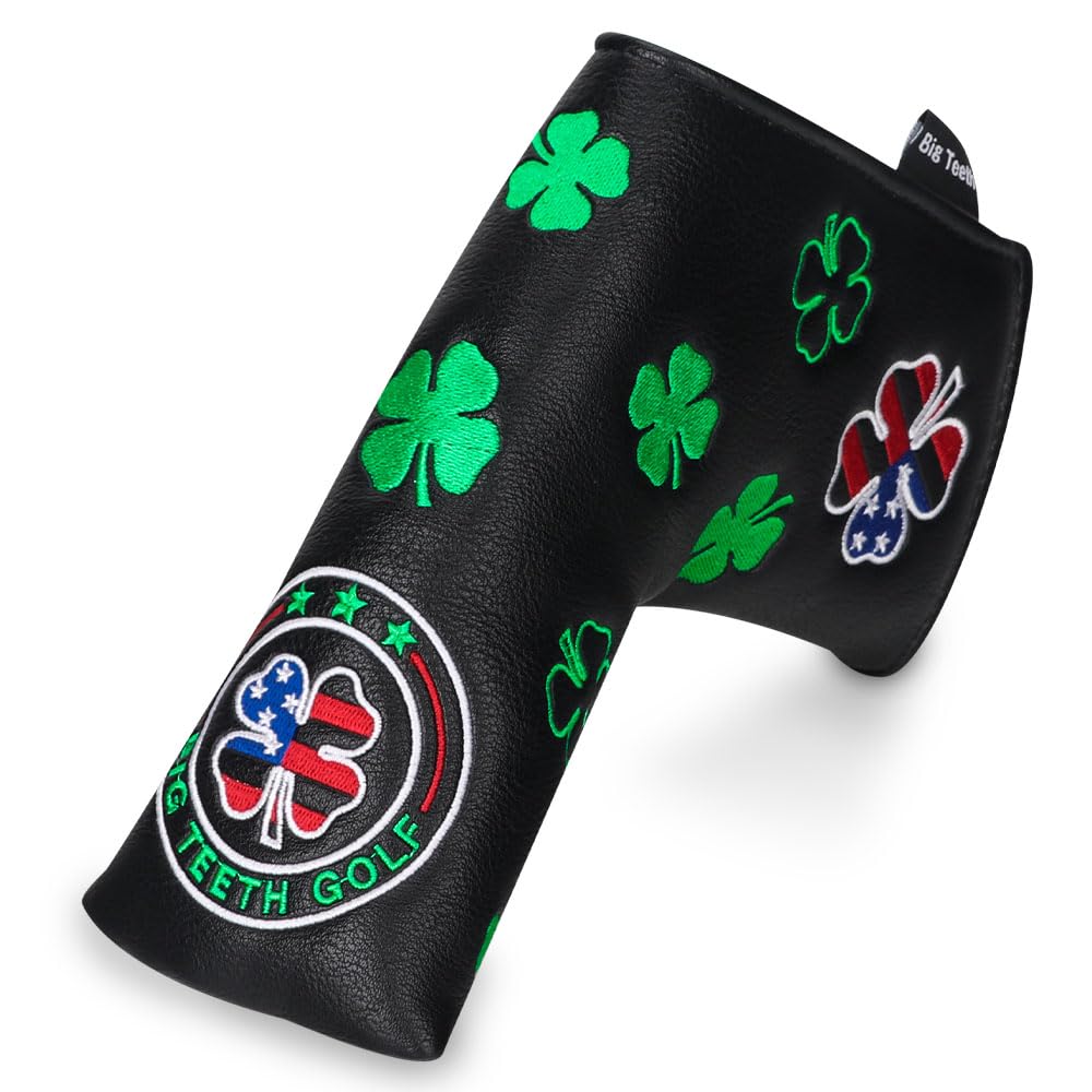 BIG TEETH Golf Blade Putter Cover Headcover Club Protector Magnetic Bar Closure Lucky Putter Cover Irish Luck Charms