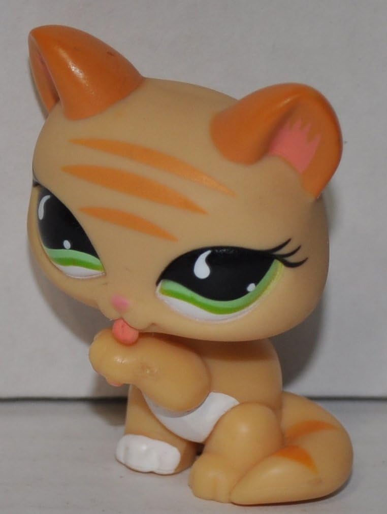 Shorthair #842 (Orange, Green Eyes, White Belly) - Littlest Pet Shop (Retired) Collector Toy - LPS Collectible Replacement Single Figure - Loose (OOP Out of Package & Print)