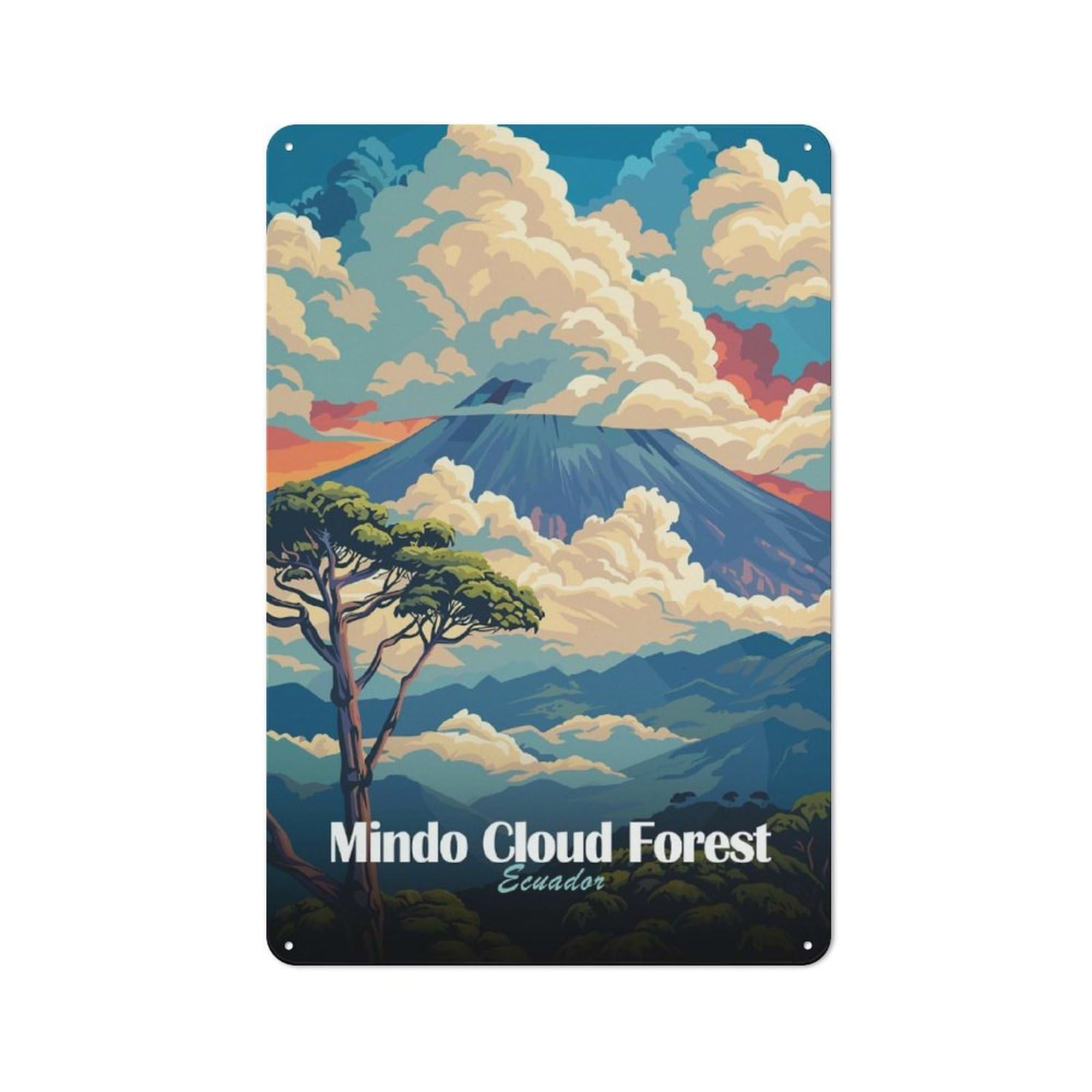 Junmoney Style-15 Mindo Cloud Forest, Ecuador Cafe Metal Sign 30X20cm, Bistro Style Bistro Wall Plaque For Coffee Bar, Small Shop Or Dining Room