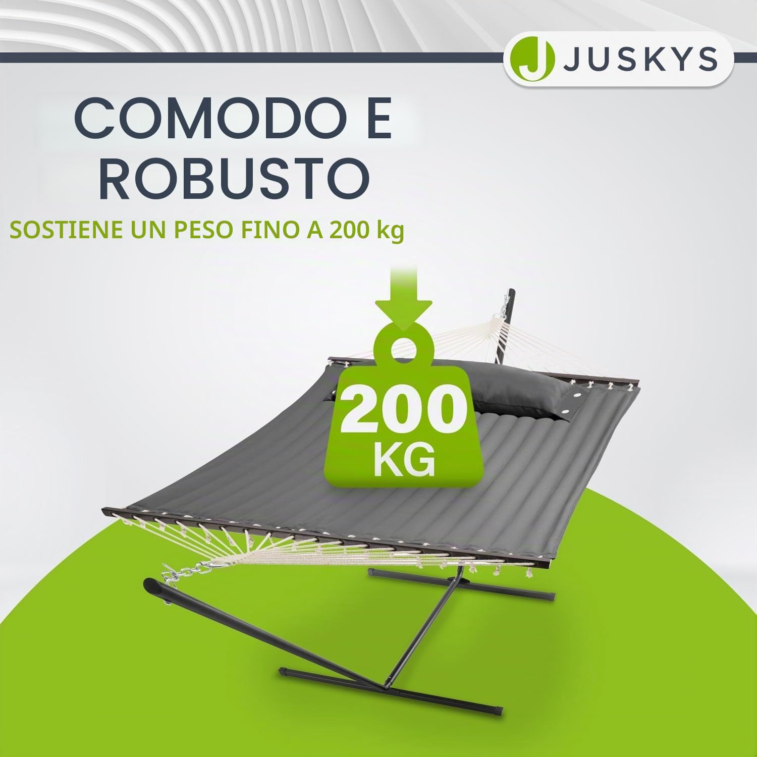 Juskys amaca Cata con telaio e cuscino – Lettino doppio da esterno per due persone – Telaio con capacità di carico fino a 200 kg – Antracite
