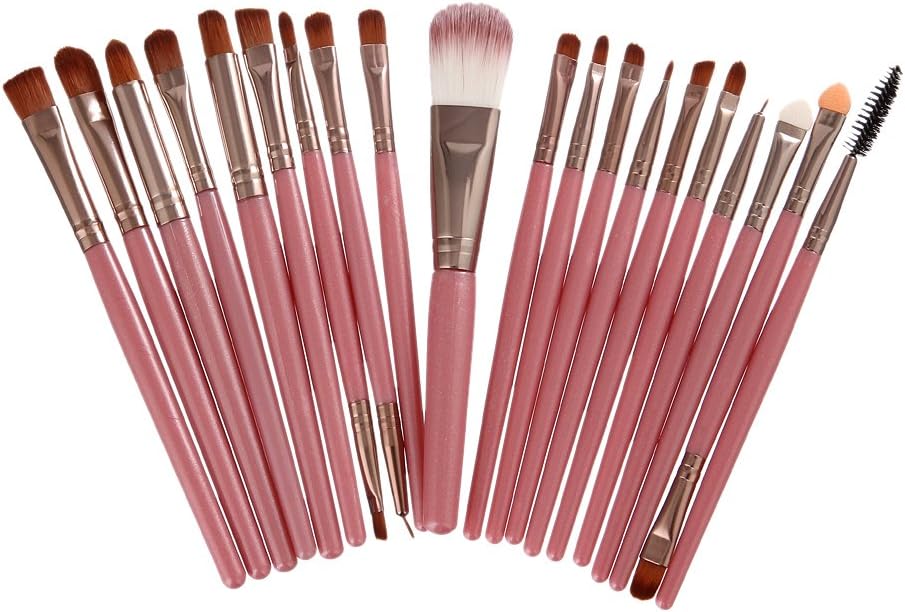 20Pieces Professional Makeup Brushes Set - Foundation Eyeshadow Eyeliner Eyebrow Concealer Lip Brush (Pink)