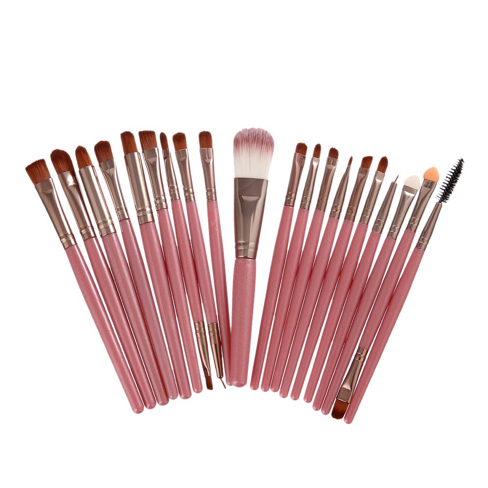 20Pieces Professional Makeup Brushes Set - Foundation Eyeshadow Eyeliner Eyebrow Concealer Lip Brush (Pink)