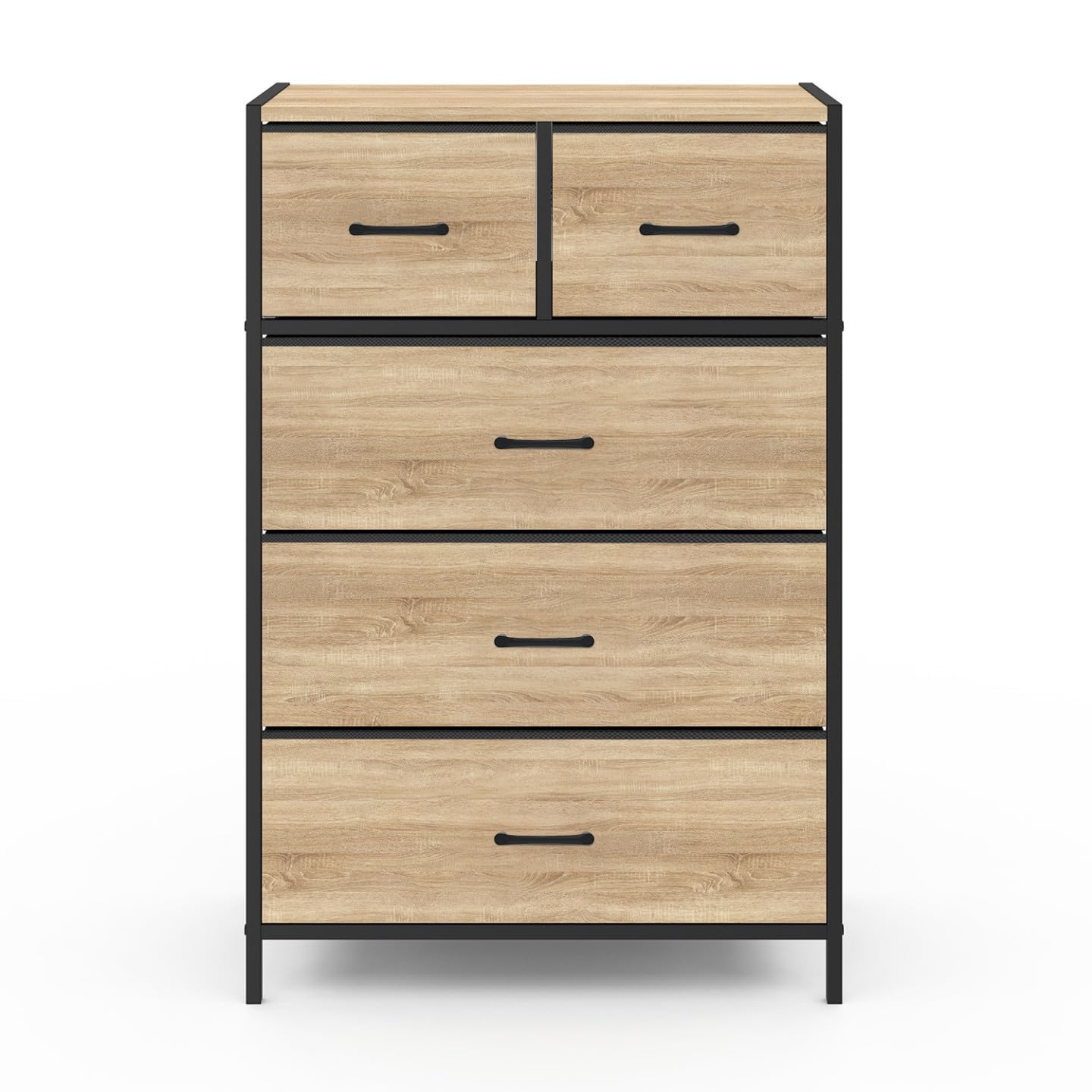 IDMarket - Chiffonnier 5 tiroirs en Tissu Utah 60 cm Commode semainier Design Industriel