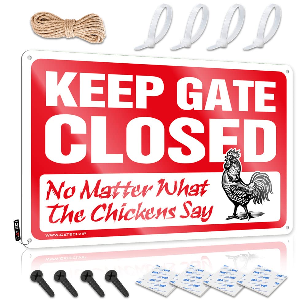 IBWNBBUSN Cave Door Sign Keep Gate Closed No Matter What The Chickens Say Sign Funny Door Signs Stuff For Boys Room(30X40CM)