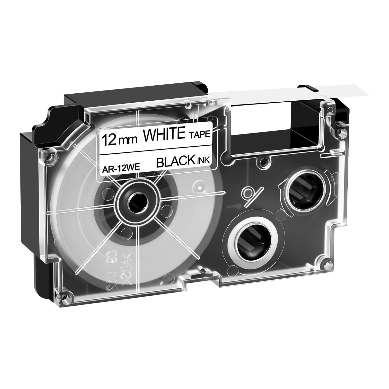 Paquete 200 Cinta Compatible Casio XR-12WE Negro sobre Blanco 12 mm