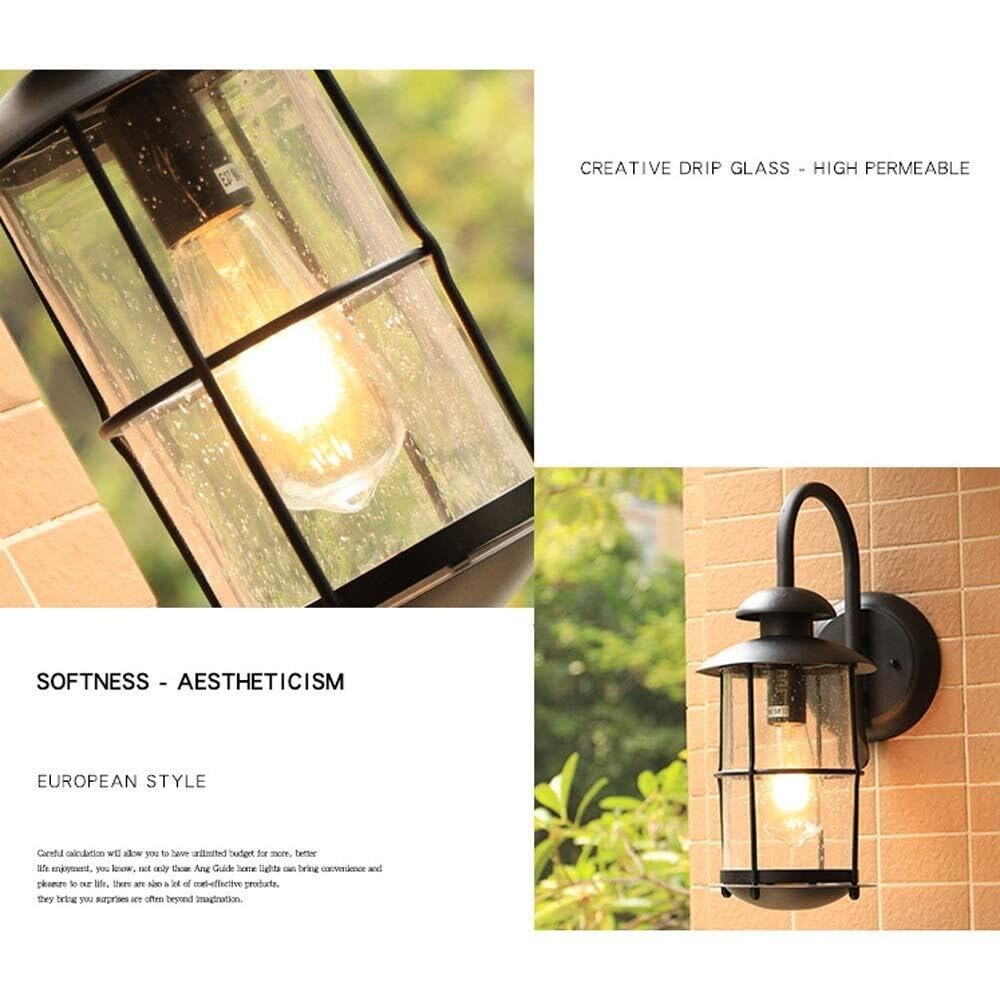 Lampa Ogrodowa,Lampy Vintage Metalowe Zewnętrzne Światło Ścienne Wodoodporne Oświetlenie Bramy Dziedzińca Szklane Lampy Ścienne Balkon Ogród Kinkiet Oprawa Ogrodowa(Bronze)