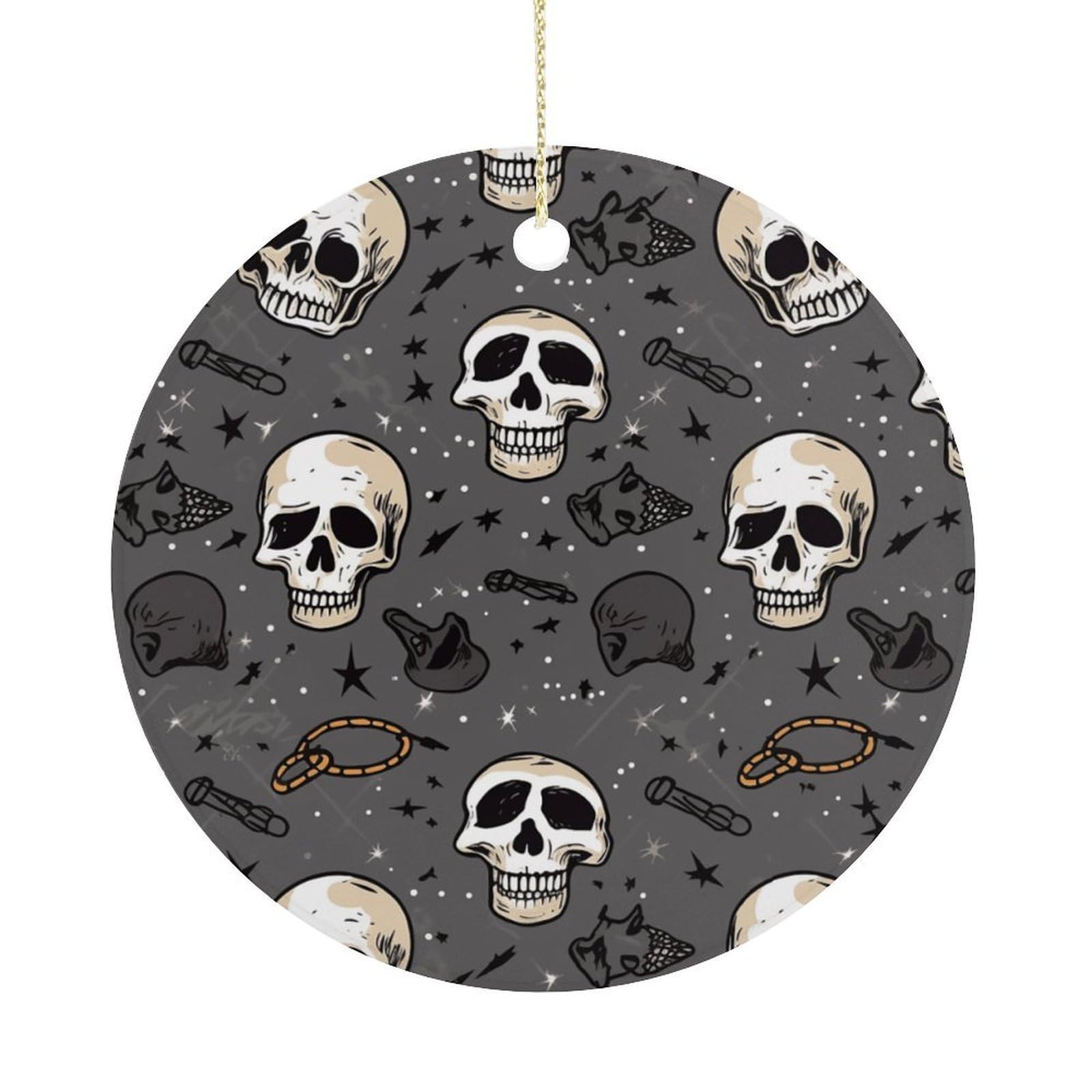 Adfgyerh Women's Style Skull And Lightning Hanging Ceramic Ornaments, Christmas Tree Decorations, Funny Home Decor Gifts For Sisters & Work Best Friends