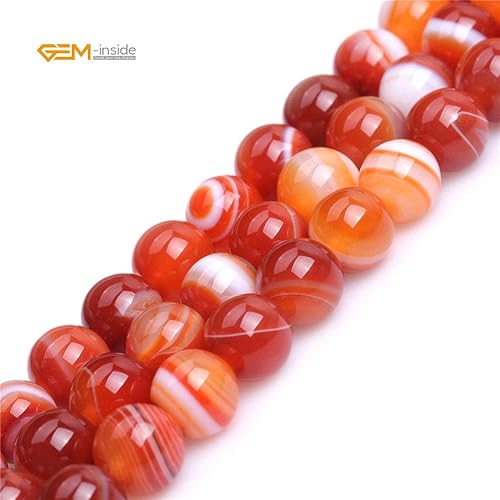 Miniatura 4 de GEM-Inside - Piedra de ónix roja natural de ágata de 0.472in para hacer joyas, suministros hechos a mano, 15 pulgadas