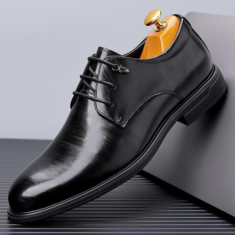Men's Oxford Shoes Fashion Classic Pointed Toe Lace Up Low Top Leather Dress Shoes Patent Leather Wedding Business Office Shoes4