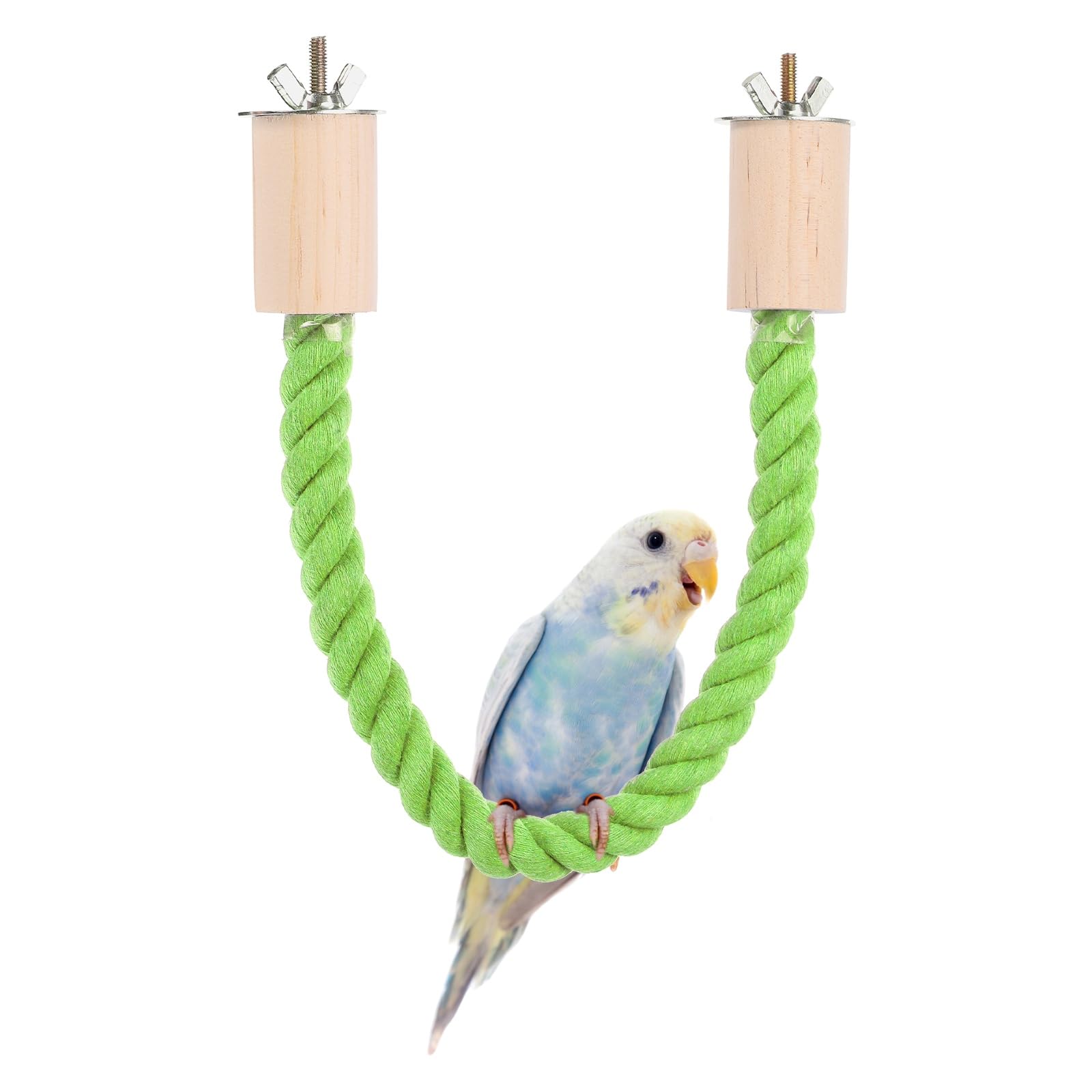 sourcing map Bird Rope Perch Swing, Stand Rope Perch Standing Pole Accessory Climbing Swing Paw Grinding 38cm / 15 Inch, (Light Green) Intended for Parrot/Parakeet/Budgies/Cockatiels/Lovebirds