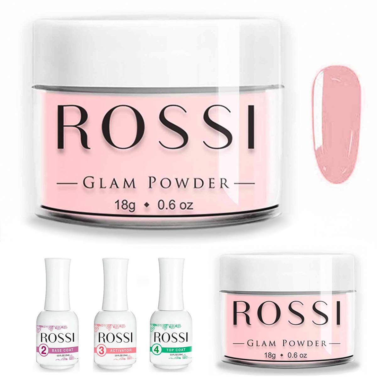 ROSSI Nails Dipping Powder Kit | French Nail Manicure Nail Art | Glam Powder Trial Kit (Honeymoon)