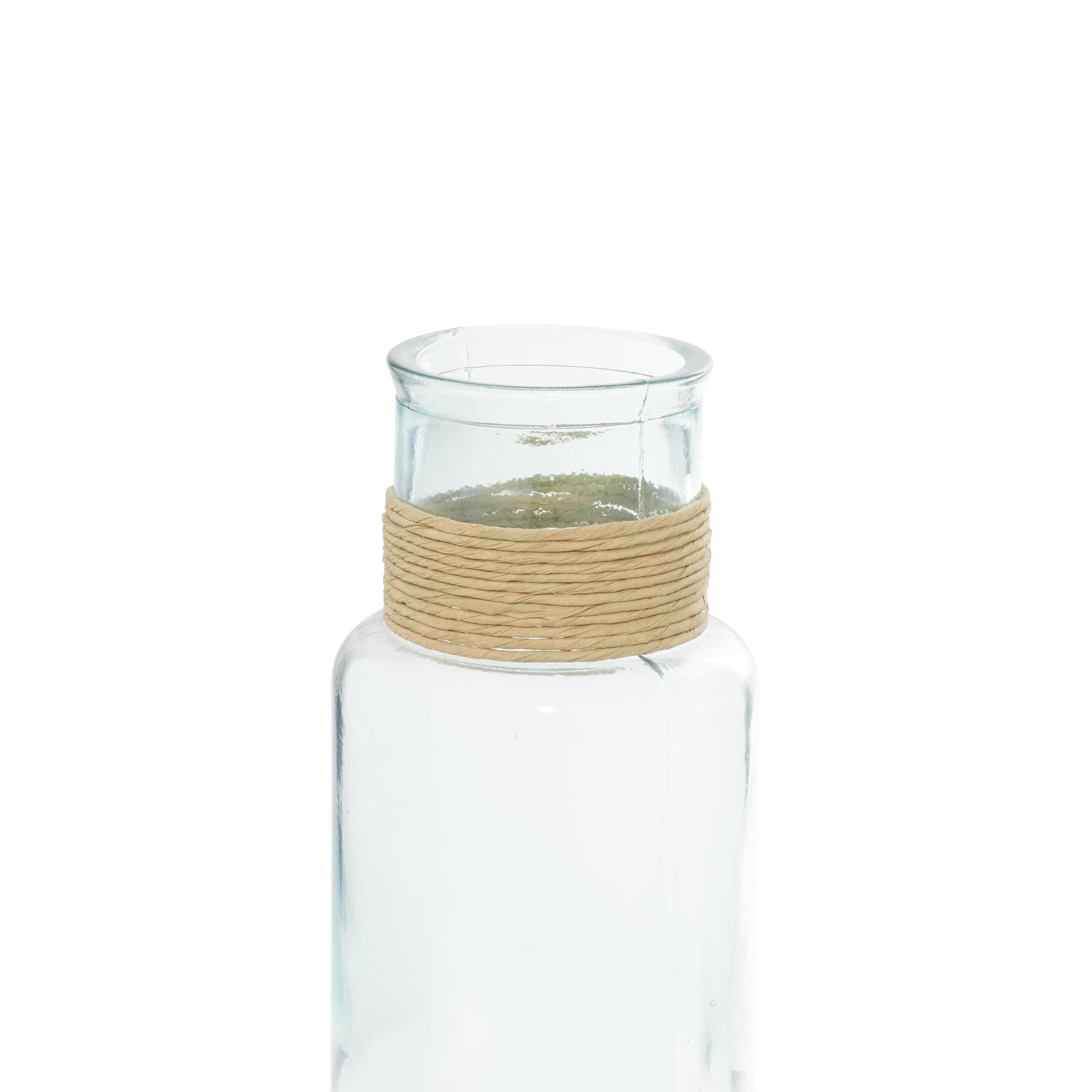 Deco 79 Vaso di Vetro W Rafia 15,2 cm W, 45,7 cm H-18230, 15,2 x 45,7 cm