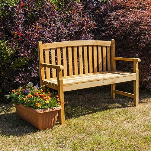 Woodside Outdoor Wooden 2 Seater Bench Garden Patio Furniture