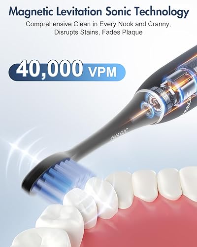 Miniatura 2 de Paquete de 2 cepillos de dientes eléctricos para adultos, cepillo de dientes sónico recargable con 12 cabezales de cepillo, 18 ajustes, cepillo de