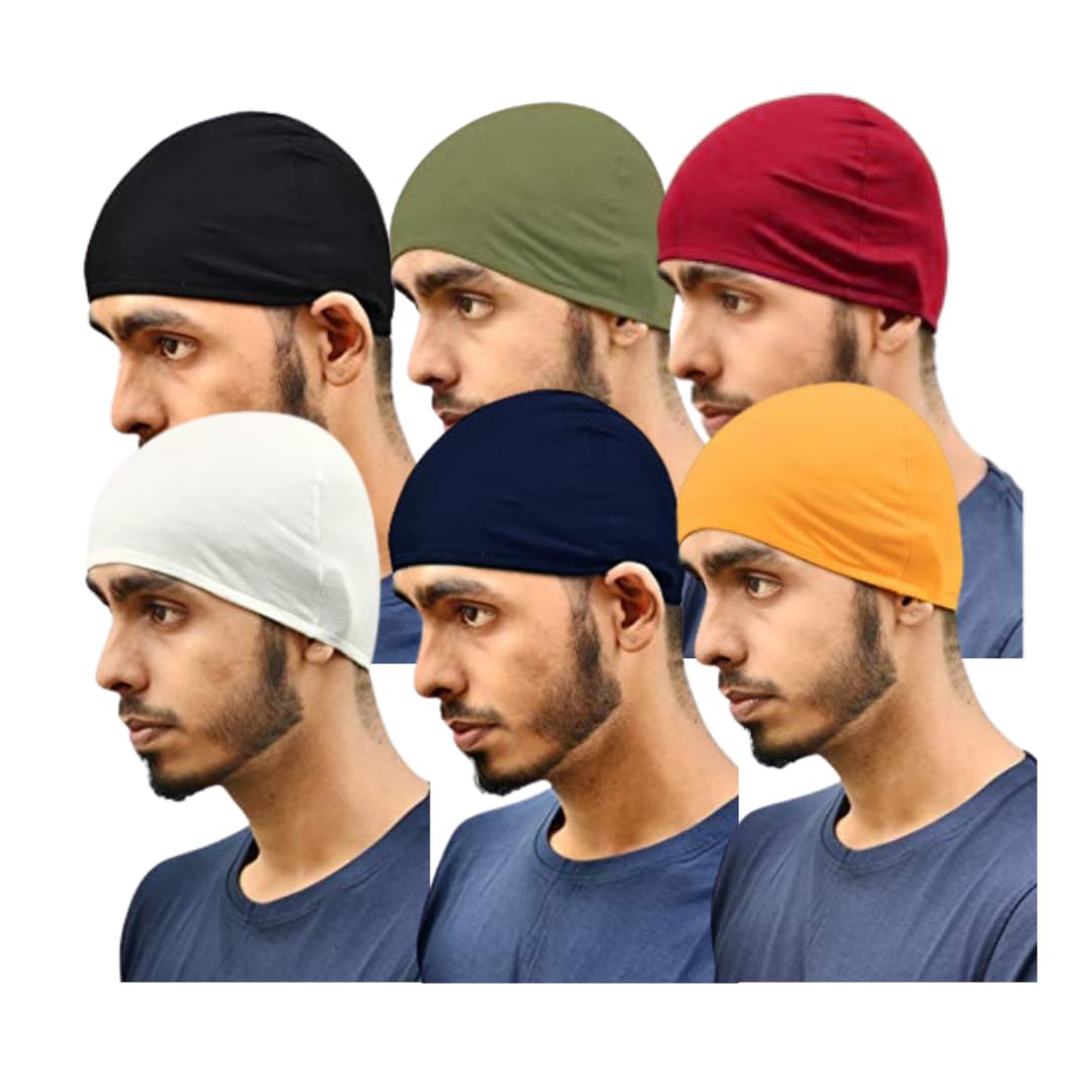 Men's Stylish Cotton Skull Caps Pack of 6-image-22