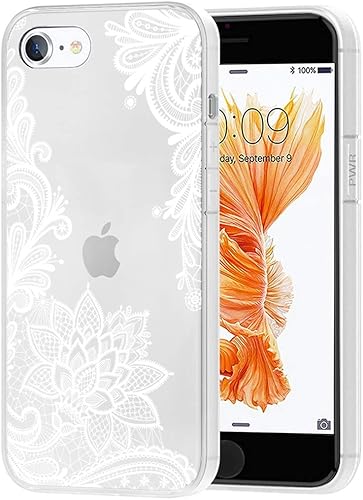 Miniatura 6 de Funda de teléfono para iPhone SE 2020, iPhone 8, iPhone 7, funda delgada a prueba de golpes con patrón floral transparente suave y flexible TPU