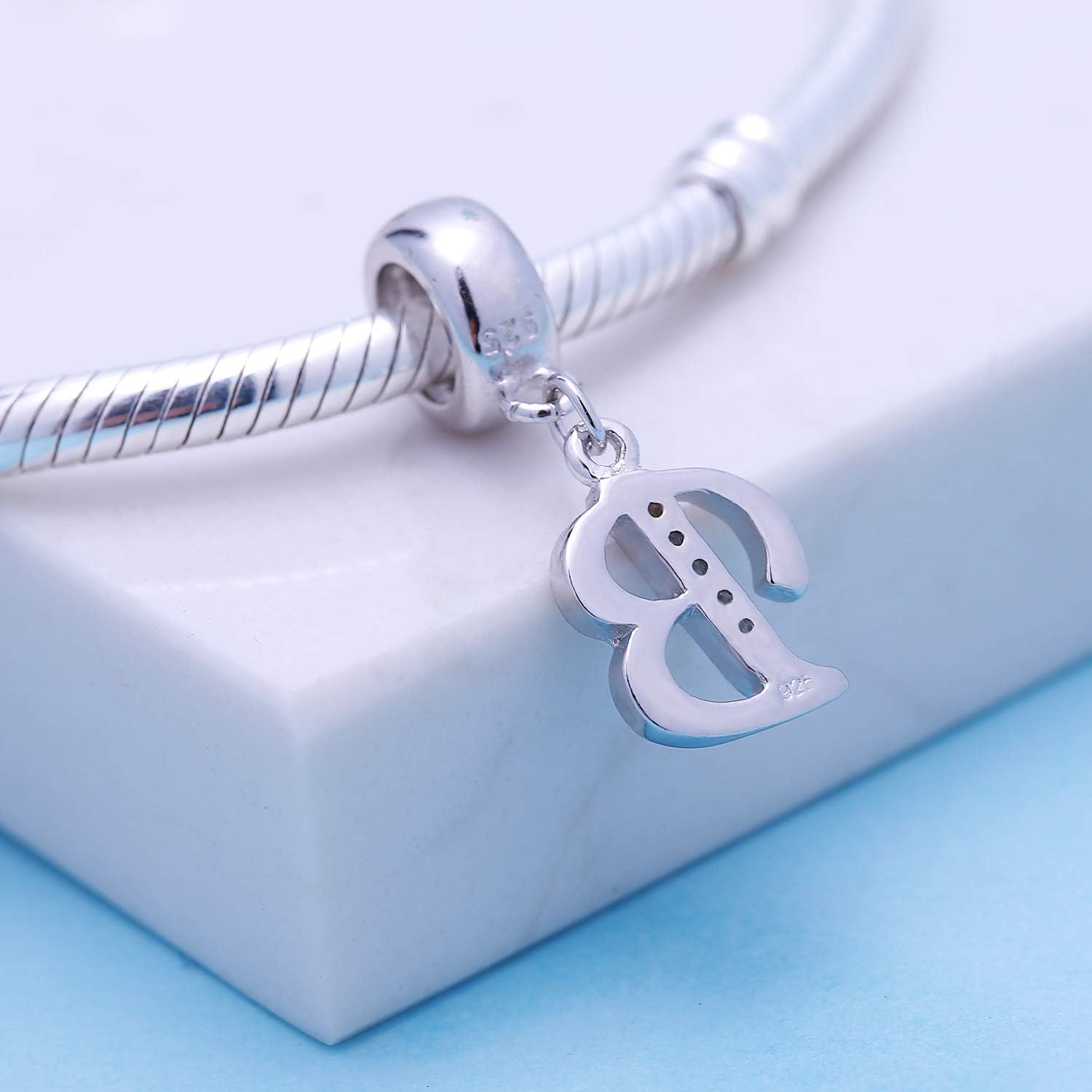 SOUKISS 925 Sterling Silver Letter Beads Initial A-z Dangle Alphabet Crystal Charm Fits European Bracelet Gift for Mother Valentines day - Image 4