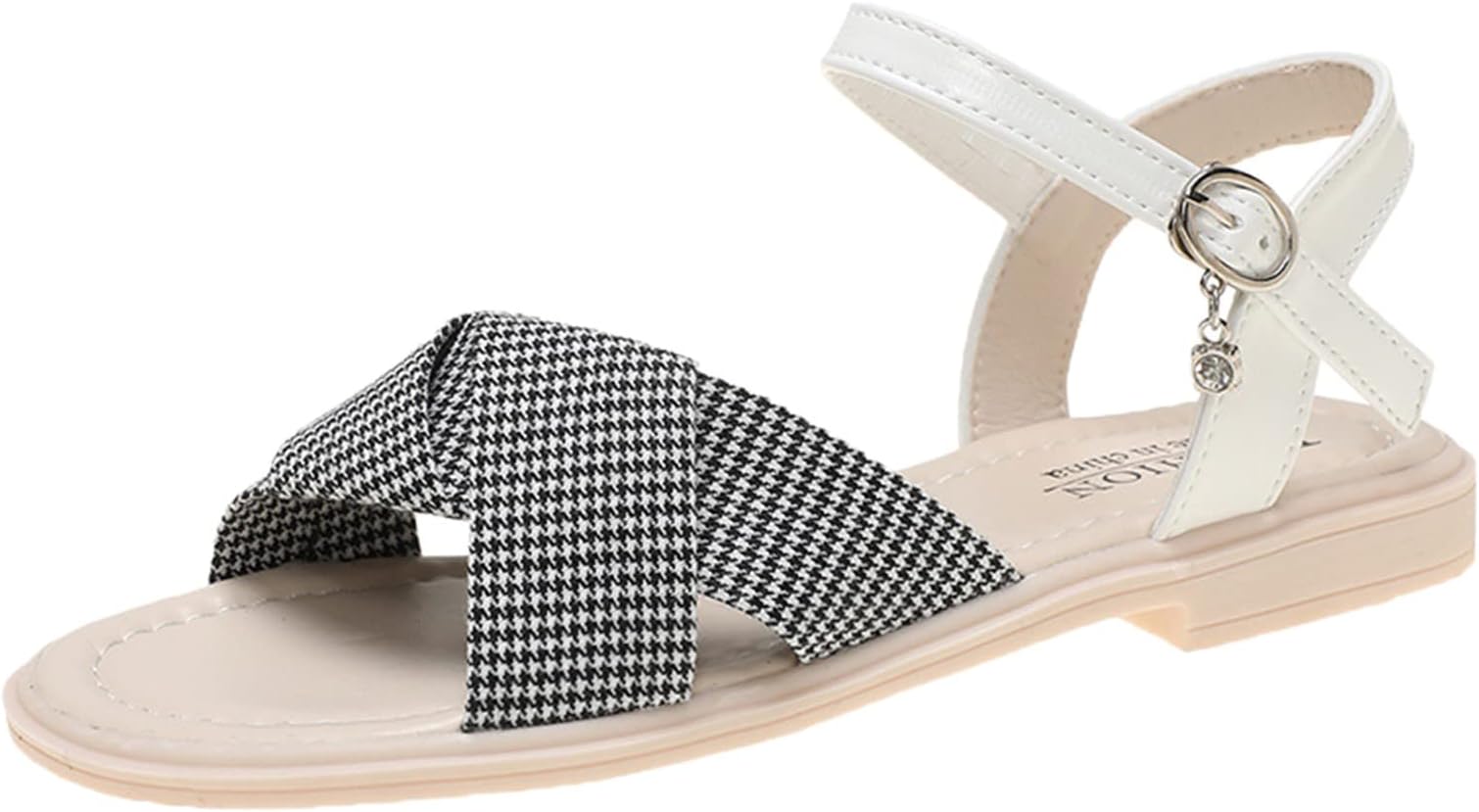 Women Summer Buckle Spring Flat Sandals Toe Bottom Round Open And Women'S Earth Runners Small Heels Wide Fit Black Sandal Slingback Womens Flats Shoe Fitting Navy Ladies Wedding Shoes