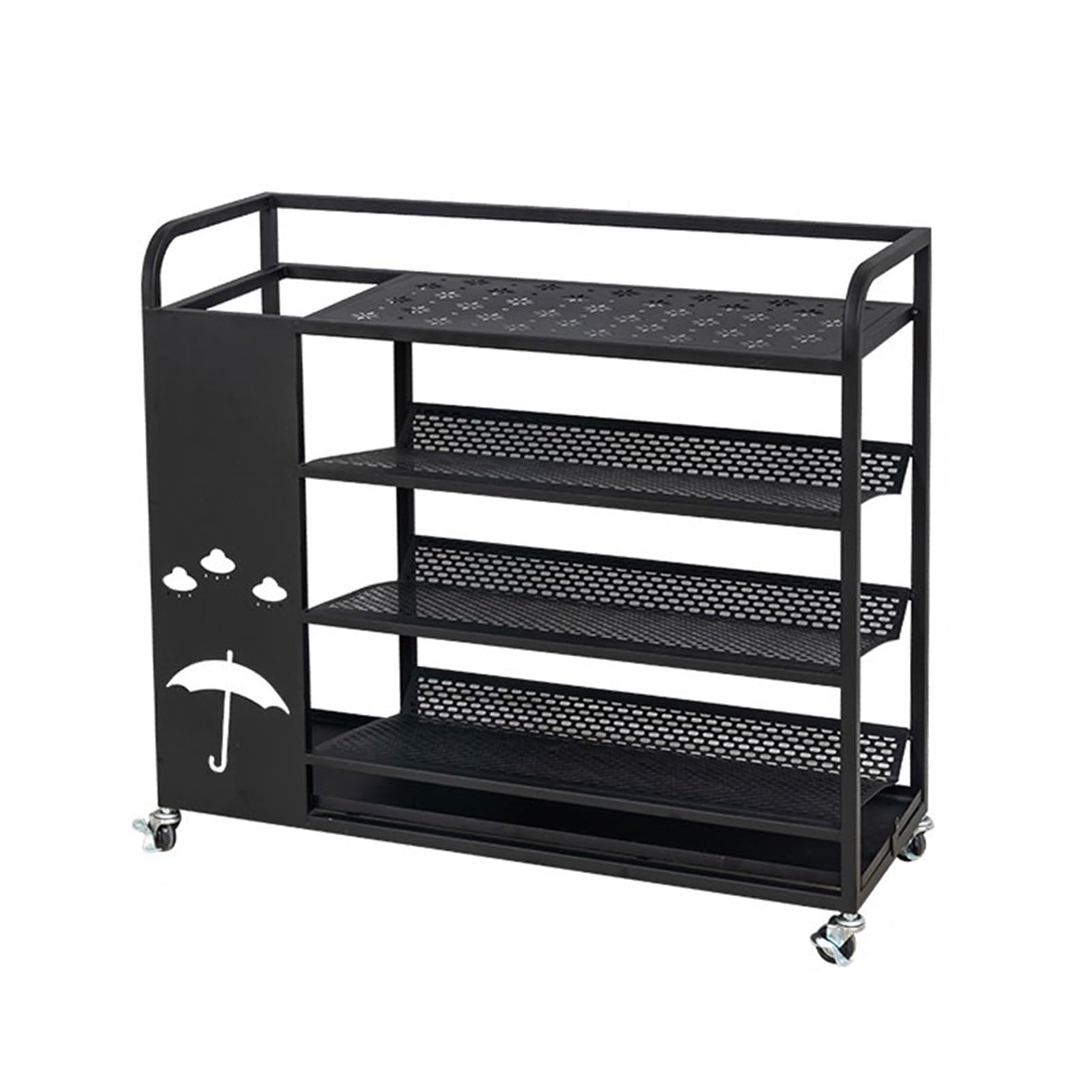 WXPGFEQ 360° Movable Umbrella Stand with Drip Tray, Iron Storage Rack for Entrance, School, Hotel Lobby, with Brakes