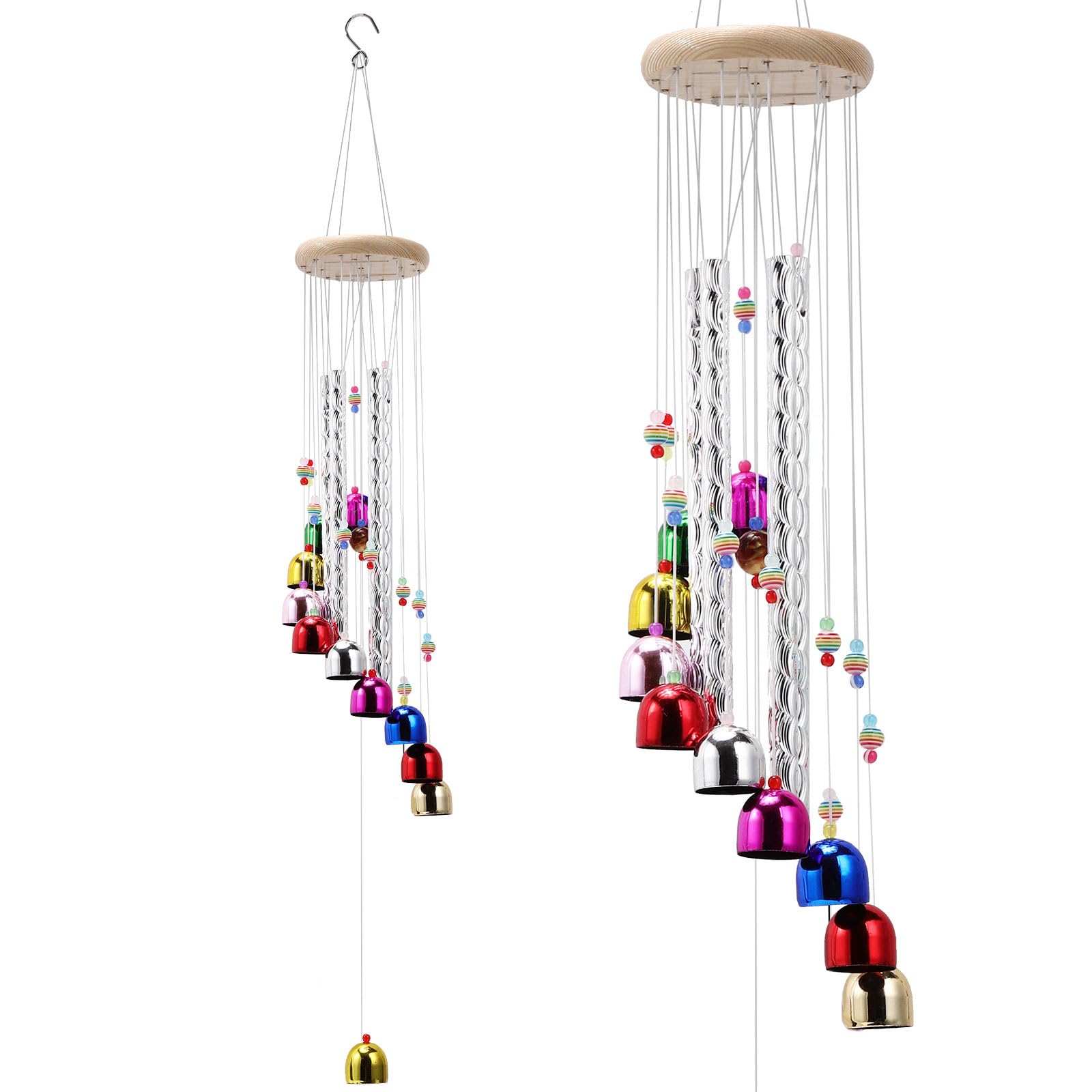 Bwinka Piacevoli Carillon A Vento Colorato Con 4 Tubi In Alluminio 13 Campane Con Suono Lenitivo Per Patio Portico Cortile Decorazione/Meditazione/Yoga…-image