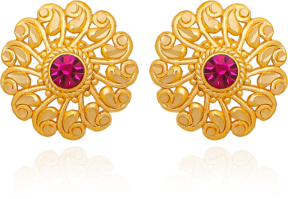 Women's Drashti Collection Traditional Gold Platted Premium Stud Earrings Brass Stud Earring ()_Bz_Erg1921-picture-10