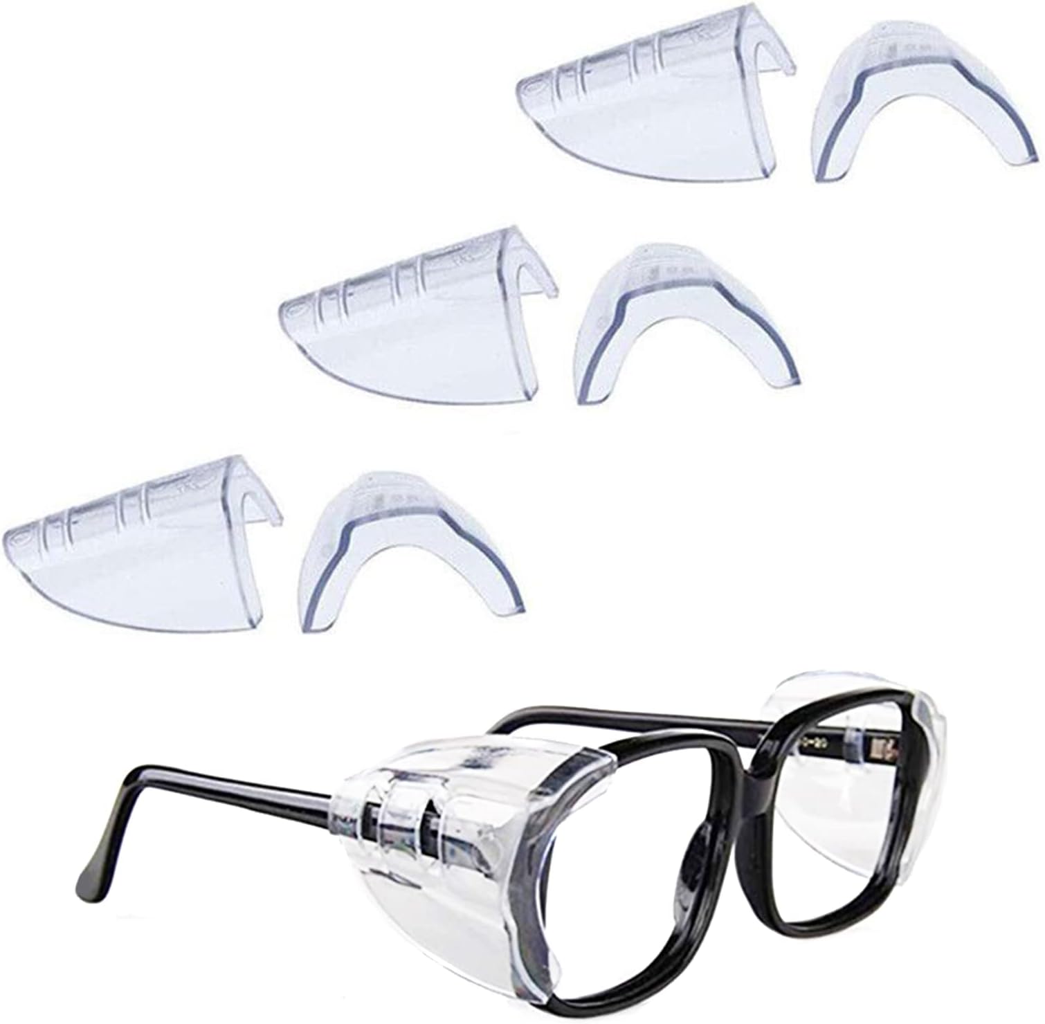 Korty 3/6/10 Pairs Eye Glasses Side Shields, Flexible Slip on Side Shields for Safety Glasses Fits Small to Medium