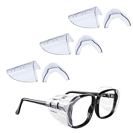 3 Pairs Eye Glasses Side Shields, Flexible Slip on Side Shields for Safety Glasses Fits Small to Medium