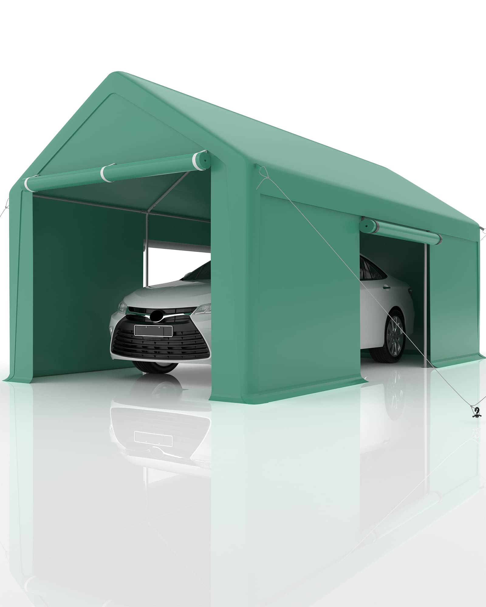 Buy DEXSO Carport 10'x20' Heavy Duty Steel Canopy Height Adjustable & Portable Garage with Roll