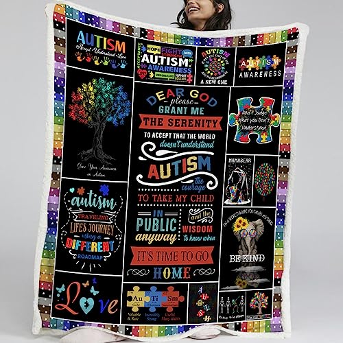 Blessliving Autism Tree Plush Soft Fleece Throw Blanketstwin, 60 X 80 Inches Autism Awareness Tree Super Soft Cozy Plush Blankets For Bed Couch Sofa Chair Office #TOP29