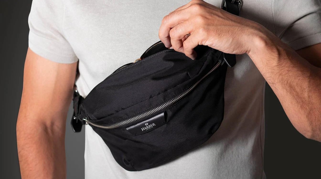 Harber London - Classic Sling Bag | Design classico e senza tempo | Colore: nero | Multiuso per uso quotidiano | Realizzato a mano con materiali resistenti