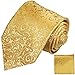 Produktbild Paul Malone Krawatten Set gold 100% Seide Hochzeit fleckenabweisende Seidenkrawatte + Einstecktuch