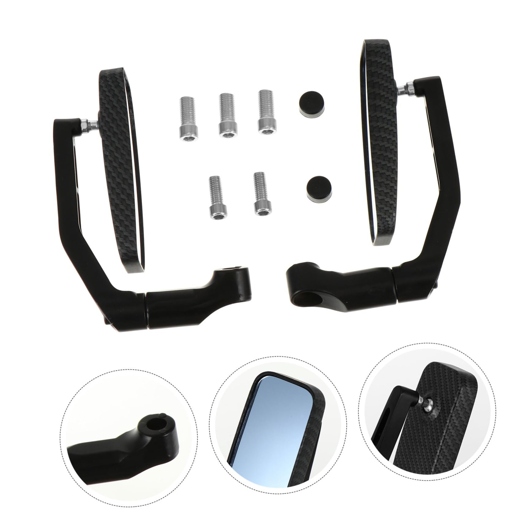 Specchietti Moto Manubrio 2 Pezzi in Alluminio Abs Neri | Rotazione 360 Gradi, Struttura Pieghevole, Design Essenziale, per Naked