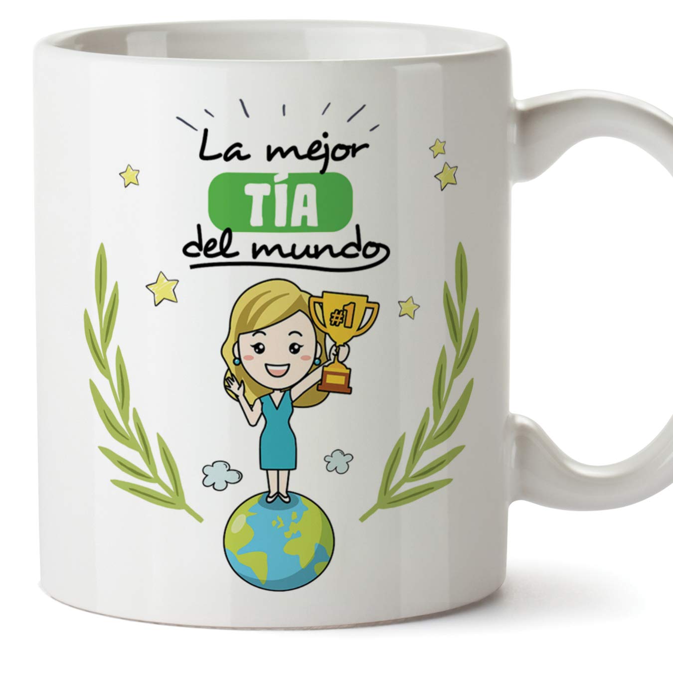 MUGFFINS (Mug in Spanish) Aunt Original Cups of Coffee and Breakfast to give to Tías - The Best Aunt in The World - Ceramic 350 ml