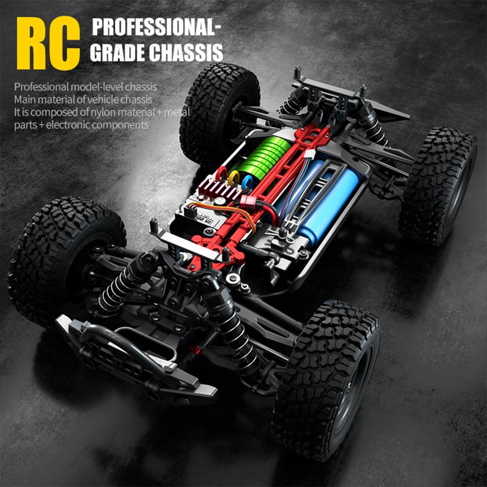 Zdalnie sterowany samochód dla dorosłych, 70 km/h, bezszczotkowy silnik RC, wysoka prędkość, Offroad Drift, 4WD Off Road Race Buggy, 3 baterie (niebieski)