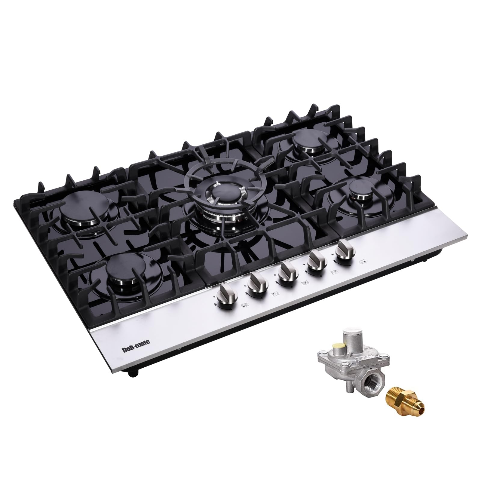 Photo 1 of 30 Inch Gas Cooktop, Built-in Tempered Glass 5 Burners Gas Stovetop LPG/NG Convertible Gas Stove Top Dual Fuel Gas Hob DM5188-01
