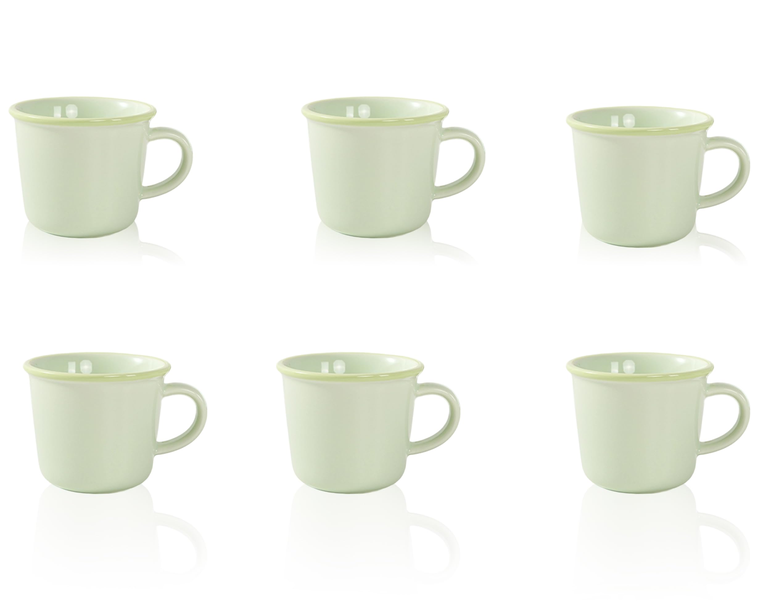 Nexvoro 12 Ounce (360ml) Porcelain Coffee Mugs, Set of 6 Mugs for Coffee, Tea, Milk, Cocoa, Mint Green (Mint Green)