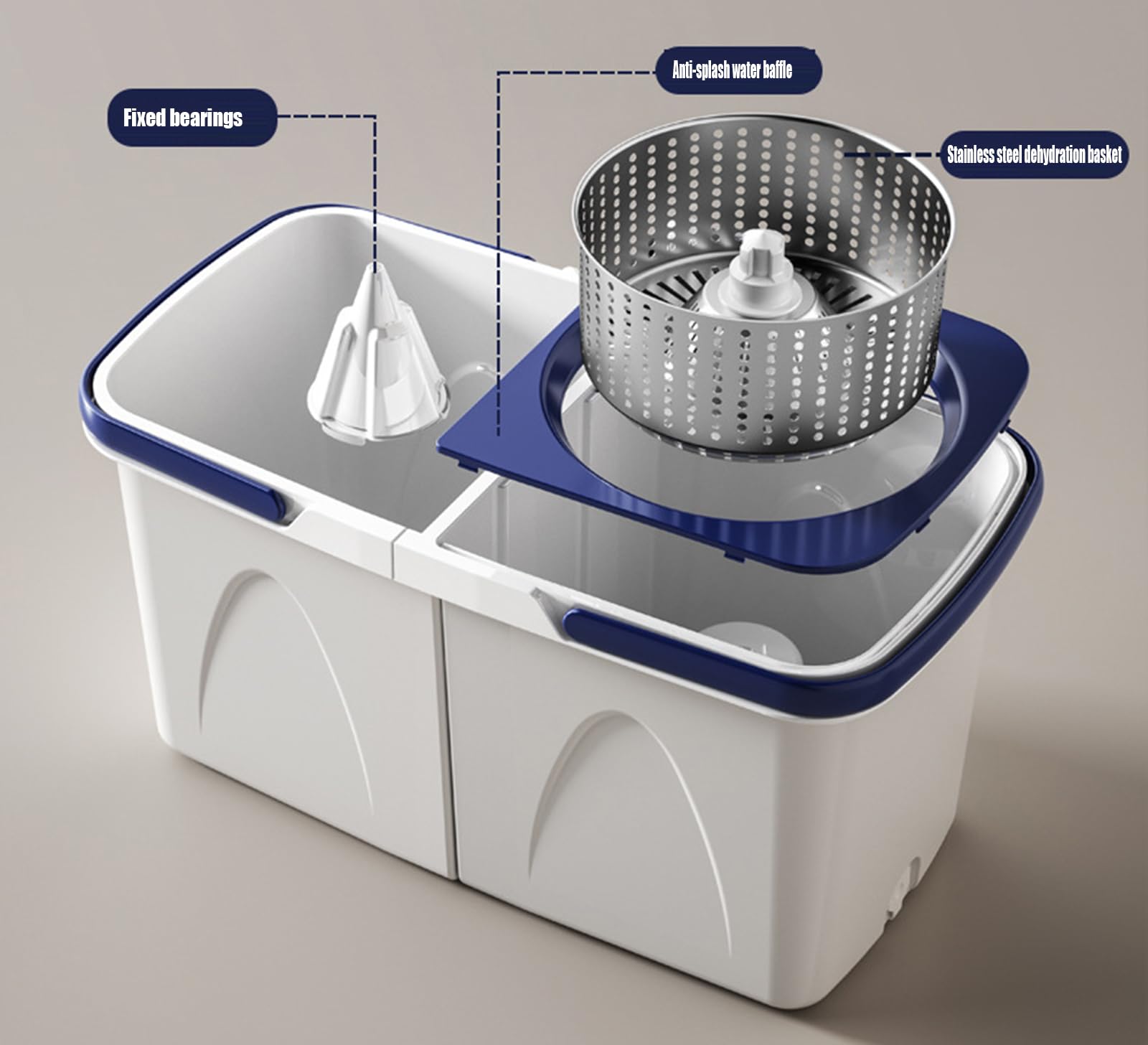 Juego de fregona y Cubo giratorios, fregona giratoria de Microfibra, fregonas giratorias con Pedal y Cubo con Juego de escurridor para Limpieza de Pisos, Apto para hogar y Oficina