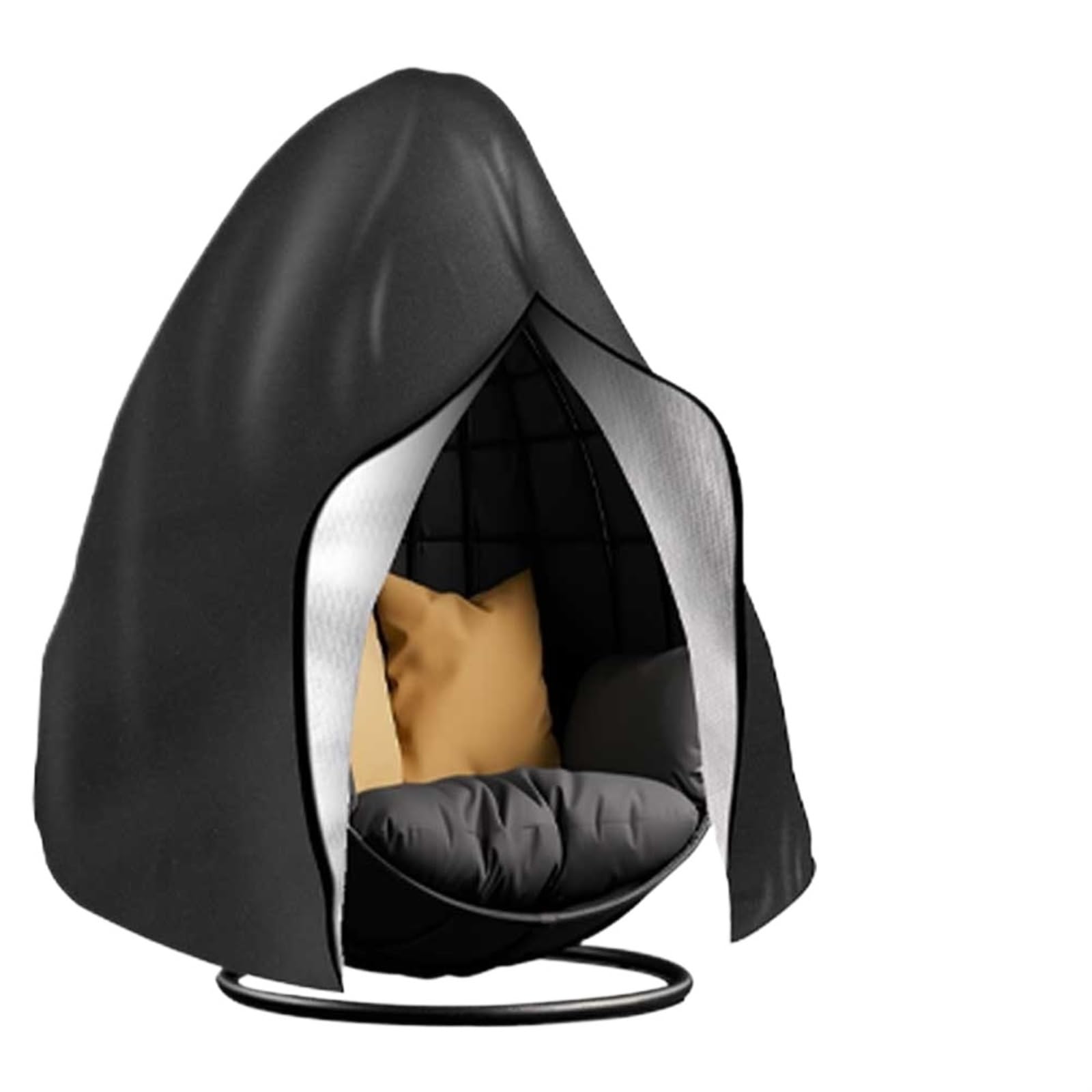 Gcyeidma Black Egg Chair Cover Patio Hanging Egg Chair Cover Waterproof 210D Heavy Duty Single/Double Seat Cocoon Swing Covers Garden Protector(,230X200cm)