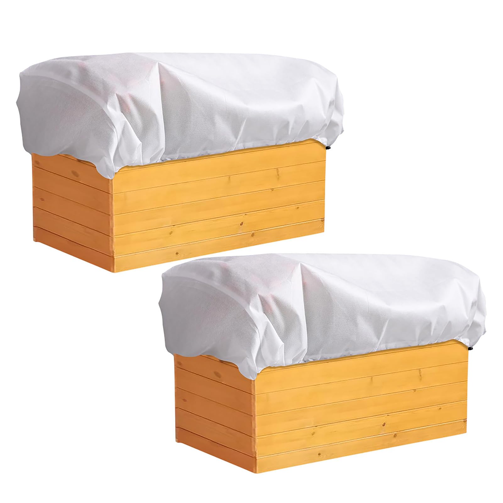 2 PCS Rectangular Plant Covers Winter Frost Cover with Drawstring Plant Freeze Protection Cover Reusable Frost Blanket for Winter Outdoor Garden Plants Planting Boxes (White-Small)