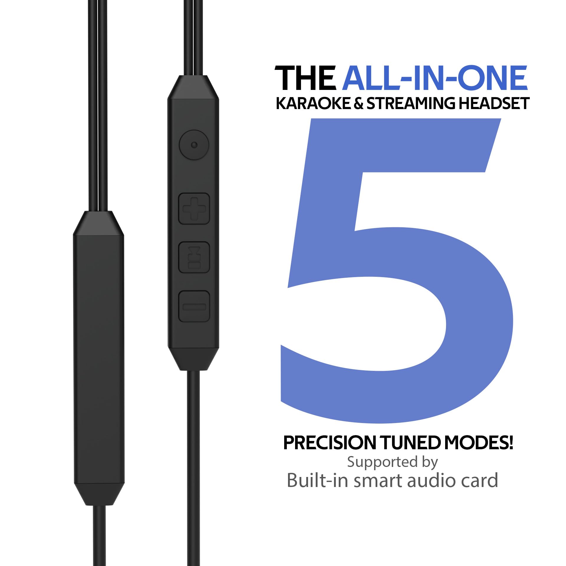Écouteurs intra-auriculaires USB-C filaires, avec carte son haute fidélité, audio 5 modes, jeu à faible latence, amélioration vocale KTV - Noir