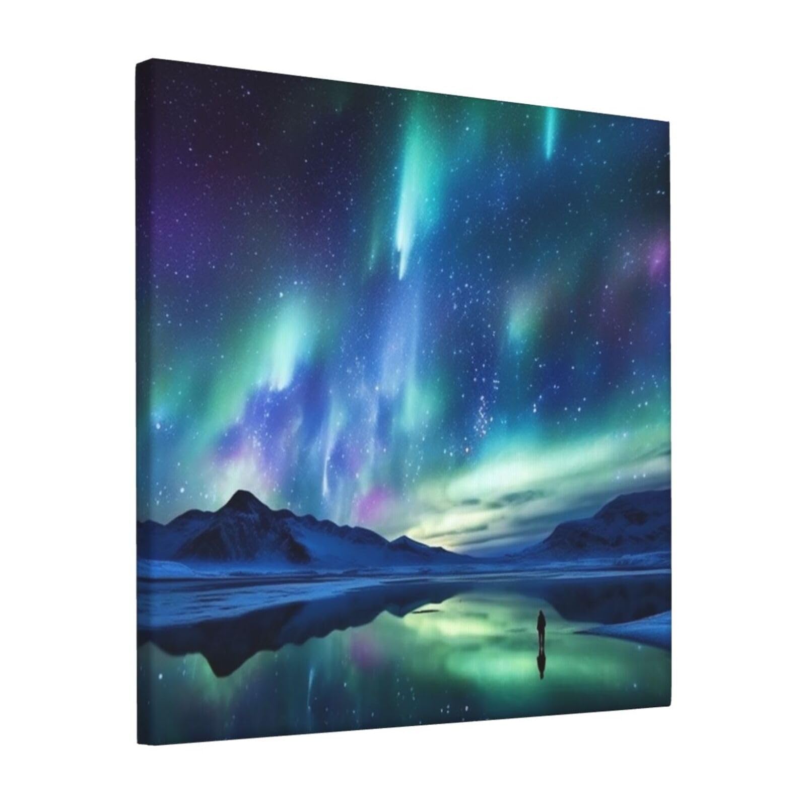 KLOPH Northern Lights Canvas Wall Art for Living Room 12"x12" Modern Artwork Painting for Bathroom Hanging Canvas Prints Aesthetic Wallart for Bedroom Kitchen Office Wall Decor
