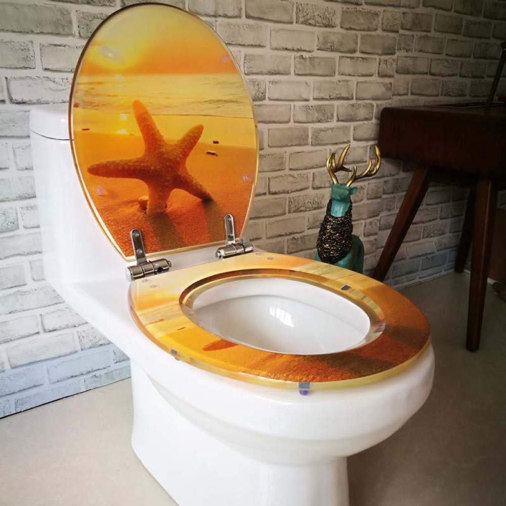 Seestern WC Sitz Verstellbar Schnellverschluss WC Sitz für V/U/O Form 40-47cm x 34-38cm