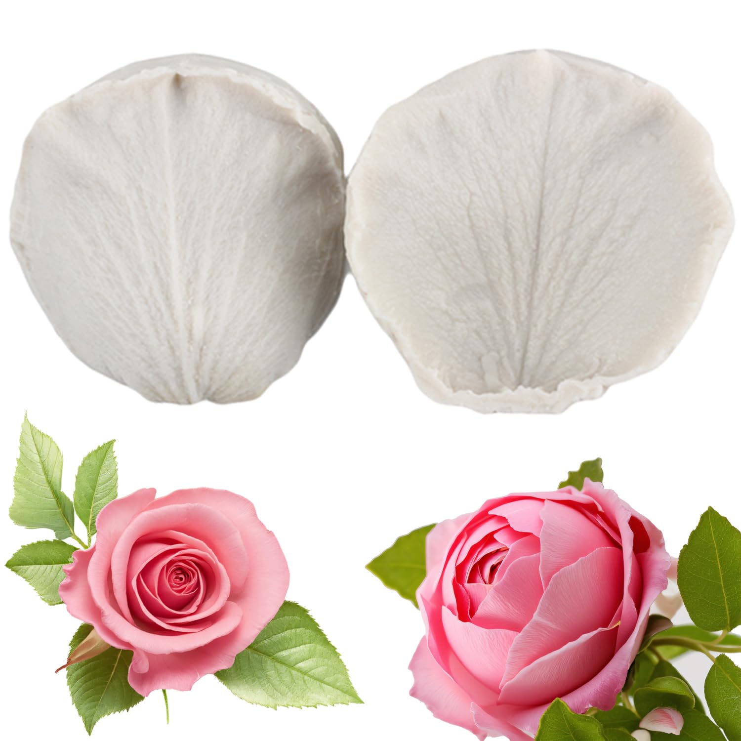 Sijiangmold Rose Flower Silicone Veining Moulds Rose Petal Veined Fondant Mould for Cake Decoration Chocolate Cupcake Topper Candy Polymer Clay Gum Paste