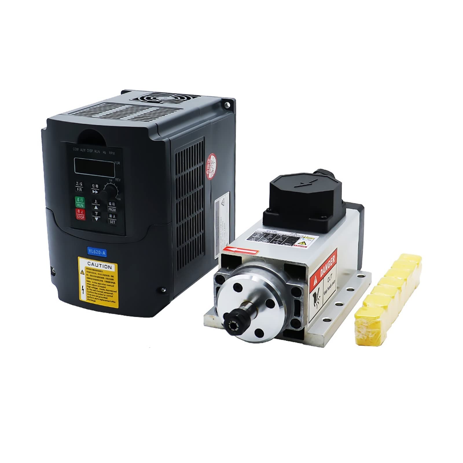 Mooilko Yl Vfd Option 5 Cnc Machine Tool Spindle 1500W 1.5Kw 24000Rpm Er11 Air Cooling Motor Vfd 7 Pcs Er11 Collets（1-7Mm） Smooth Running(Yl Vfd Option 5)