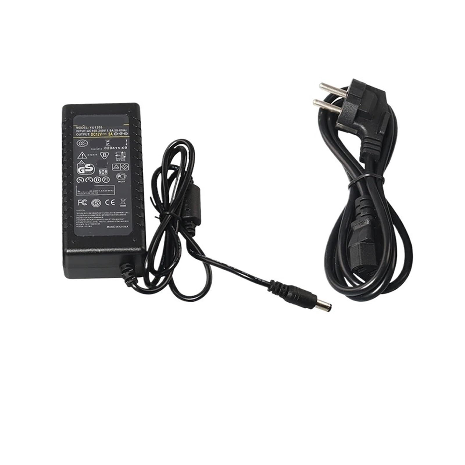 Adaptateur alimentation 12V 5A transformateur AC 110-240V vers DC 60W pour ruban LED