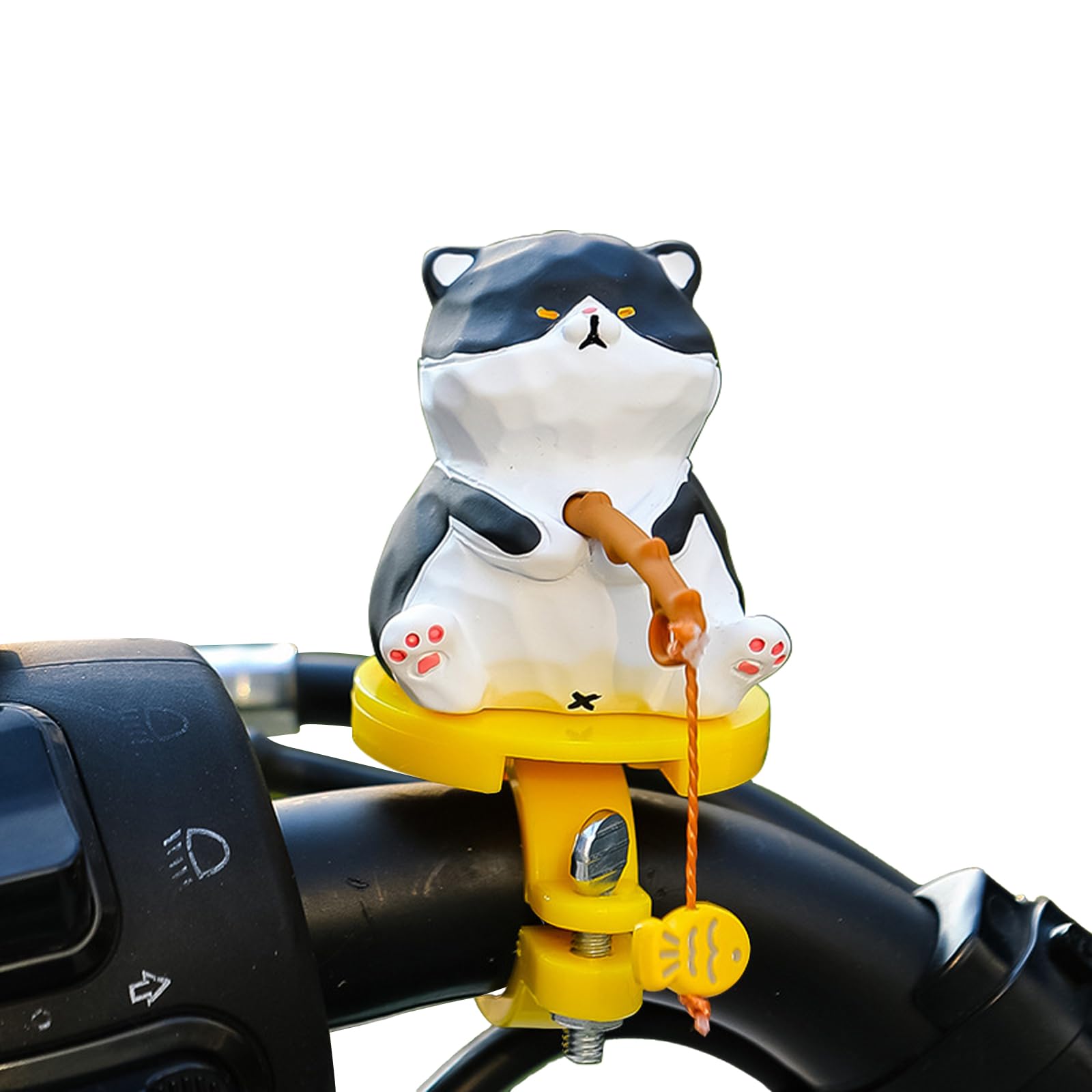 Amazon | TVETE 釣り猫 ハンドルバー飾り おもちゃ 自転車 【黒白猫+