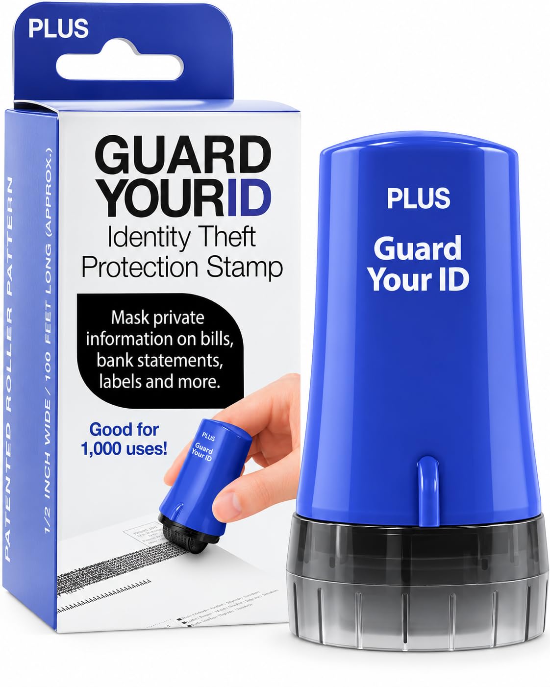 Identity Theft Protection Roller Stamp, Guard Your ID, Blue